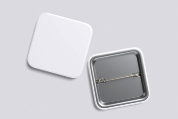 Square Pin Badge white Background For Mockup