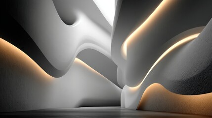 Aroom with a large white wall and a black floor