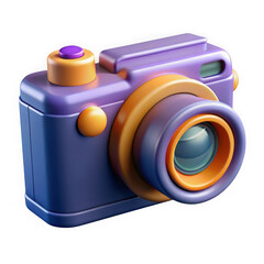 Cartoon camera icon 3d render isolated on transparent background