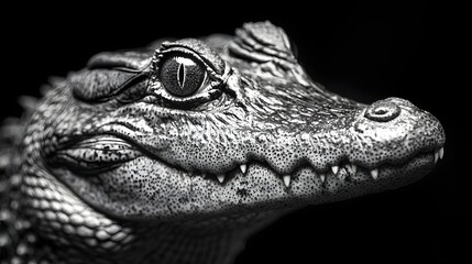 Obraz premium Prehistoric Reptile in Striking Black and White
