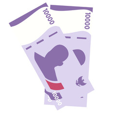 Flat vector illustration of stacked 10000 rupiah banknotes from Indonesia. Modern design style, perfect for financial, economic, or business-related content.