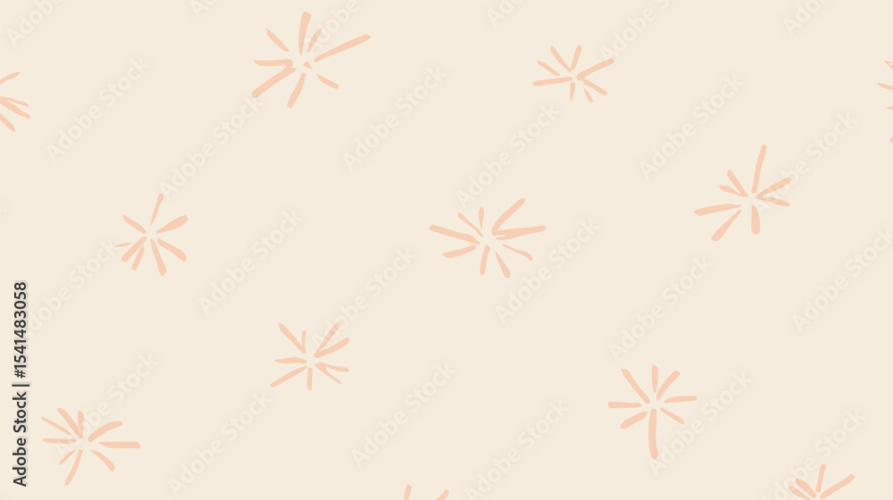 Poster stylized floral elements scatter across pastel backdrop creating pattern design element