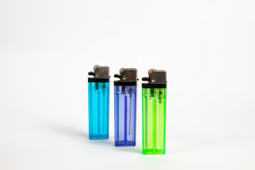 colorful gas lighter isolated on white background.lighter tool for smoking and burning