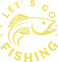 Fototapeta premium lets go fishing typography T-shirt design 