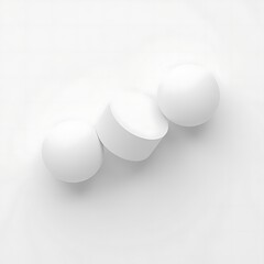 Three Dimensional White Geometric Shapes Two Spheres One Cylinder Minimalist Abstract Composition Off White Background Clean Simple Design Modern Art Style Studio Lighting Soft Shadows Subtle Texture