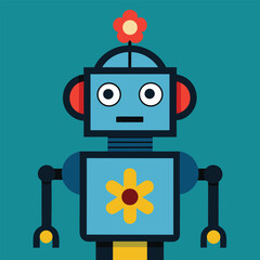 robot with flower head 
