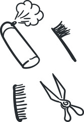 Fototapeta premium A set of icons in the form of tools for everyday needs and beauty.