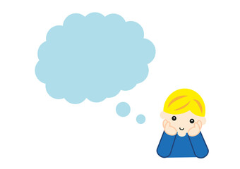 コピースペース　想像する白人の男の子