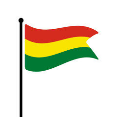 Flag of Bolivia. Bolivia flag vector illustration icon design. Fluttering flagpole flag.