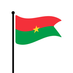 Flag of Burkina Faso. Burkina Faso flag vector illustration icon design. Fluttering flagpole flag.