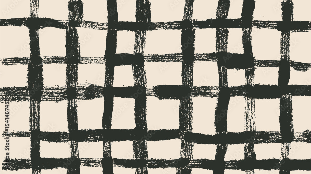Poster handmade brush strokes create graphic pattern over cream background seamlessly.