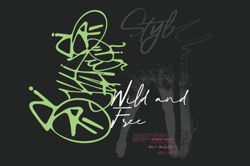 graffity sloganTee  art, skateboarder, Skater art tees, t shirt graphics print vector illustration design, Skate board lettering, Urban typography hipster street art for graphic tees.eps8