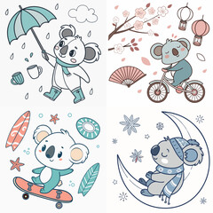 High-Quality blue koalas Illustrations in Various Styles – SVG Bundle