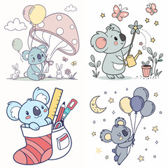 Fototapeta premium High-Quality blue koalas Illustrations in Various Styles – SVG Bundle