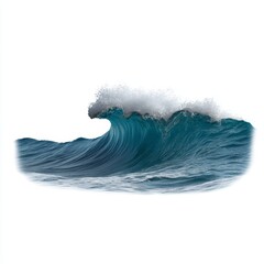 Serene Ocean Wave Cresting in Elegant Spiral Motion - Photorealistic Rendering on White Background