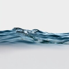 Serene Water Wave with Delicate S-Shaped Ripples and Surface Tension Reflections on White Background, High-Resolution Photorealistic Image
