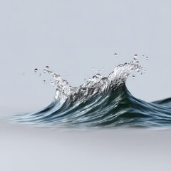 Dynamic Mid-Sized Wave with Layered Liquid Flow and Scattered Droplets on White Background, Photorealistic Water Motion Capture