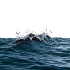 Dynamic Mid-Sized Wave with Layered Liquid Flow and Scattered Droplets on White Background - Photorealistic Water Motion Concept