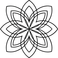 Abstract Floral Design with Intertwined Lines Symmetry and Simplicity Black and White