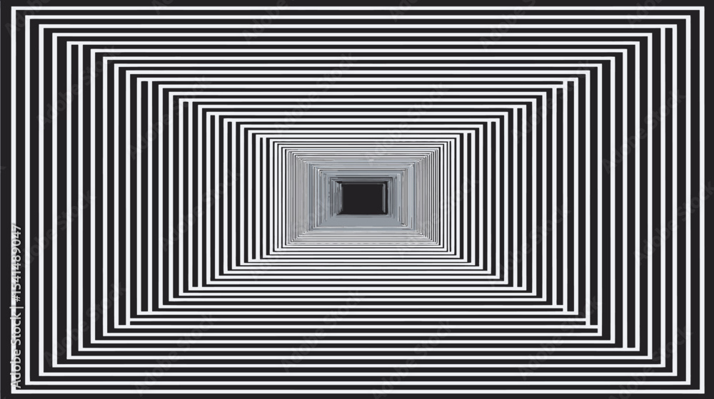 Poster geometric pattern forms tunnel illusion monochrome backdrop abstract