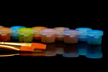 Art Supplies: Brushes and Paint Pots