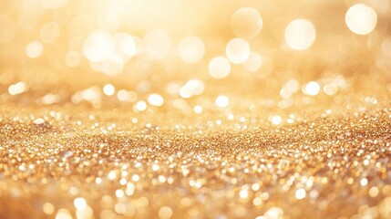 Golden glittering abstract bokeh background with warm light glow