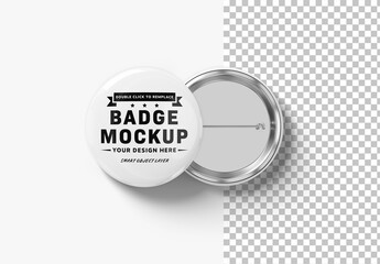Two Isolated Circular Pin Badges Mockup
