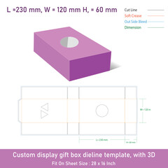 Custom display gift box dieline template, with 3D