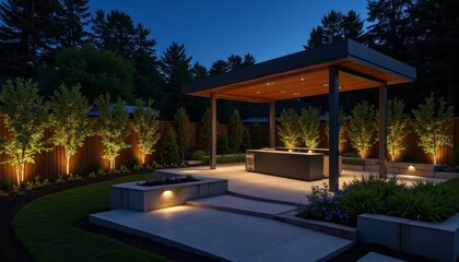 Obraz premium swimming pool at night with palms