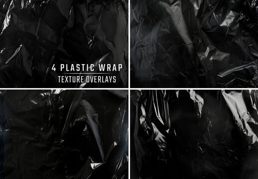 4 Plastic Bag Photo Effect Overlays Mockup