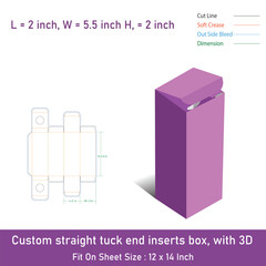 Custom straight tuck end inserts box, with 3D