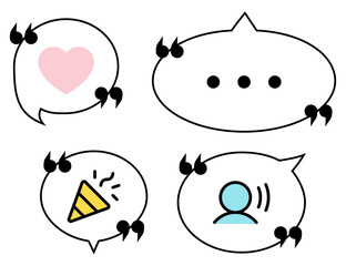 Quote speech bubble set. Chat comment sign. Speech bubble symbol. Quotation marks. Classic message icon. Vector illustration