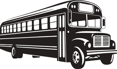 Rugged School Bus Silhouette: Familiar Outline of a Yellow Student Transport Vehicle, Representing Education and Community on White Background