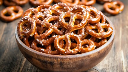 Mini pretzels in a bowl salty healthy snack
