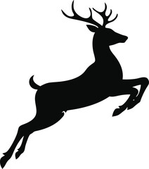 Fototapeta premium Deer silhouette jumping isolated on white background