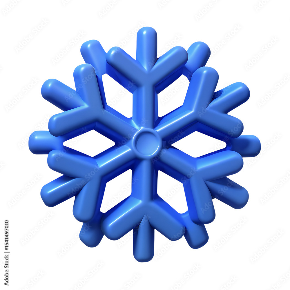 Poster blue snowflake icon 3d rendering isolated on white background