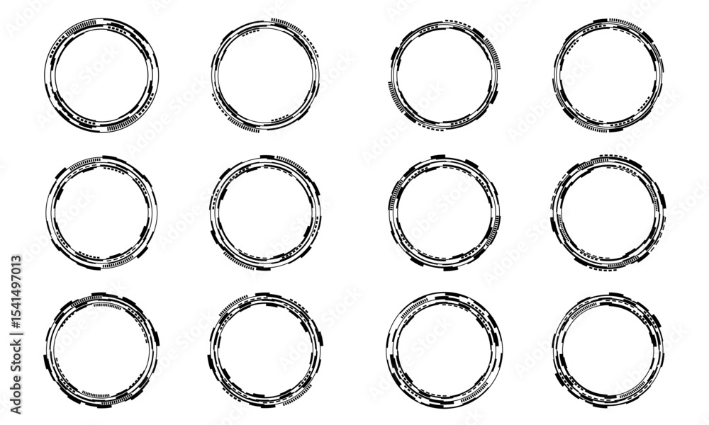Aufkleber set of sci fi black circle user interface elements technology futuristic design modern creative on w