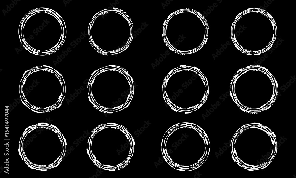 Poster set of sci fi white circle user interface elements technology futuristic design modern creative on b