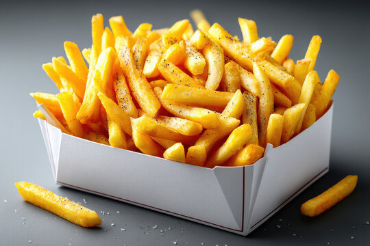 white paper box of French fries