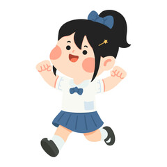Illustration of Happy Schoolgirl Running