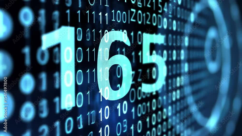 Poster Seamless background of binary code with blue hues representing digital data processing, IP address seamless background