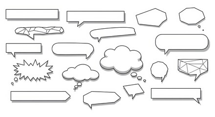 Obraz premium Collection of Diverse Speech Bubbles and Thought Clouds for Design Projects