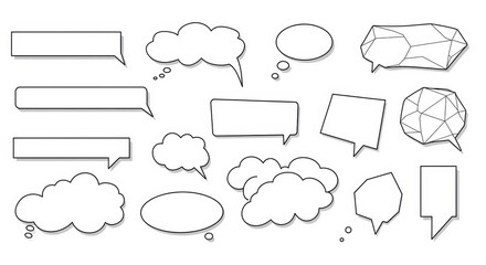 Collection of Diverse Speech Bubbles and Thought Clouds for Graphic Design Projects