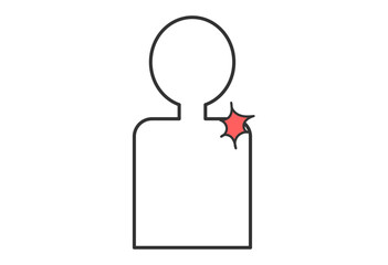 Shoulder Pain Icon – Human Silhouette with Pain Mark

