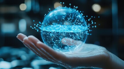 A holographic interface displaying AI-generated global water reports