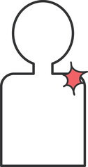 Shoulder Pain Icon – Human Silhouette with Pain Mark

