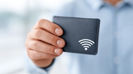 A smart wallet evolved into digital form in the era of contactless economy. Online financial transactions. Online payment systems and online banking.