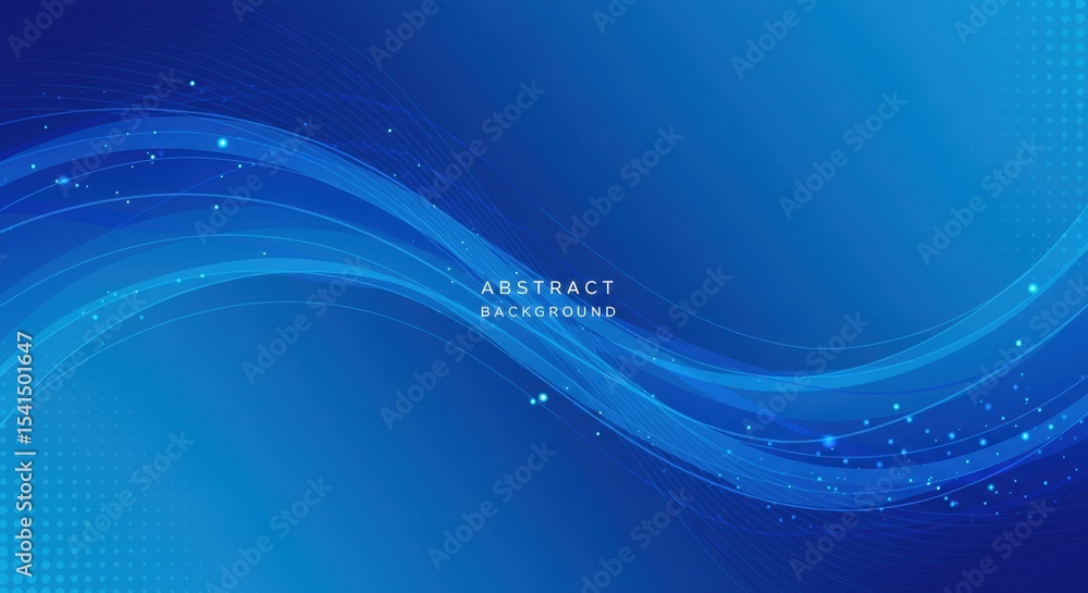 Poster abstract blue wave background design: serene digital art with glowing lines and subtle sparkle