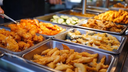 Mixed fried fish in restaurant