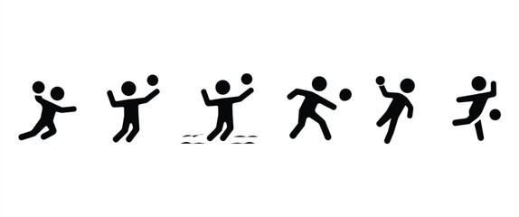 Sports vector icon set, Sports people icons with ball, basketball, volleyball, beach volleyball, squash, handball and bowling vector illustration in transparent background. Flat icon set.